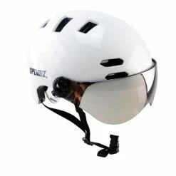 Casque Vélo Urbain à Visière (écran Fumé) 0380 Optimiz -Casques vélo Soldes Magasin casque velo lunettes integrees blanc optimiz