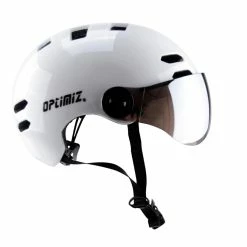 Casque Vélo Urbain à Visière (écran Fumé) 0380 Optimiz -Casques vélo Soldes Magasin casque velo urbain a visiere pas cher blanc optimiz