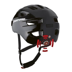 Casque Cratoni C-Swift Urban -Casques vélo Soldes Magasin helm c swift black glossy rueckansicht mit licht