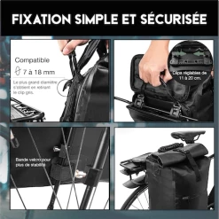 Badawin Sacoche Vélo + Sac à Dos étanche -Casques vélo Soldes Magasin sacoche badawin convertible sac a dos