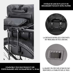 Badawin Sacoche Vélo + Sac à Dos étanche -Casques vélo Soldes Magasin sacoche badawin convertible sac a dos fixation porte bagage