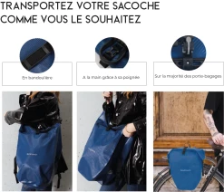 Badawin Sacoche Pour Vélo 25L (verte Ou Bleue) -Casques vélo Soldes Magasin sacoche pour velo polyvalente impermeable bleu electrique